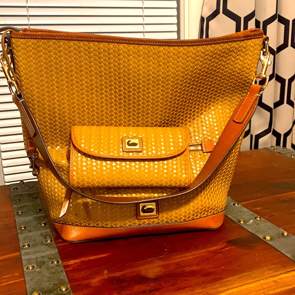 Dooney and Bourke Camden Woven Leather Crossbody with matching Clutch